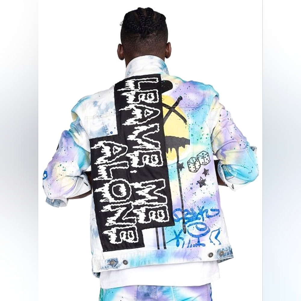 Smoke Rise GRAFFITI V2 Danim Jacket in Summer Blue
